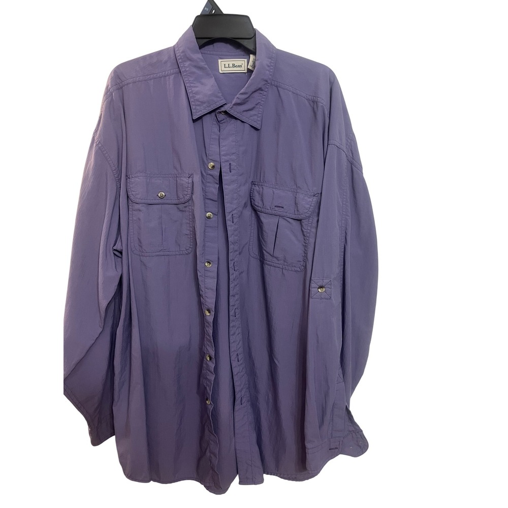LL Bean Men's Long Sleeve Button Up Shirt Purple Size XXL Outdoor‎ Casual